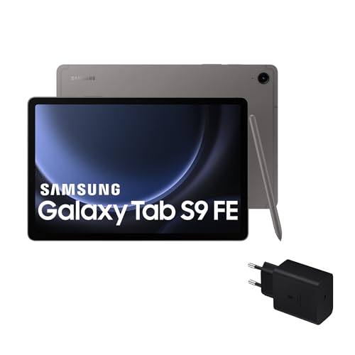 Samsung Galaxy Tab S9 FE - Tablet + Cargador, 256 GB, Wifi, S Pen incluido, Batería de Larga Duración, Clasificación IP 68, Gris (Versión Española)
