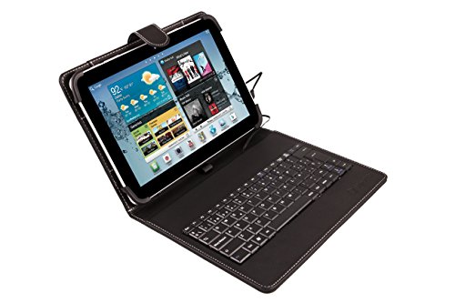 Silver HT - Funda Universal con teclado QWERTY en español para tabletas de 9 a 11 pulgadas, con cable micro USB / Type-C