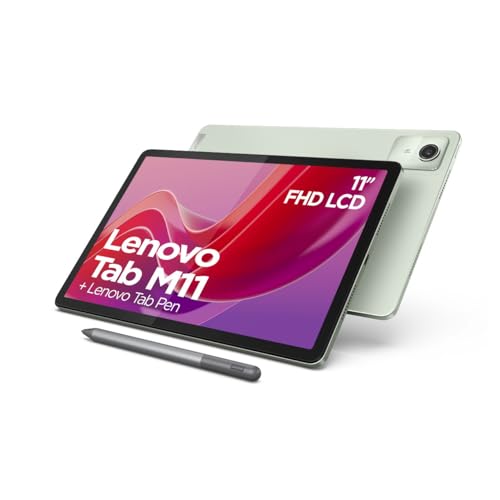 Lenovo Tableta Tab M11, Pantalla táctil WUXGA de 11 Pulgadas, MediaTek Helio G88, 4 GB de RAM, 128 GB eMMC 5.1, Android 13, Verde, Incluye lápiz Tab Pen