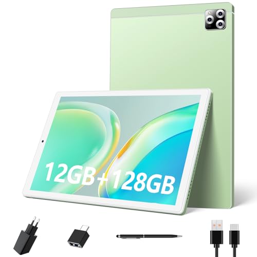 SIMPLORI Android Tablet 10 Pulgadas, 4G LTE Tableta,Ocho-núcleos，12 GB RAM,128 GB ROM,Cámaras 8+13MP,Batería 6000mAh-verde
