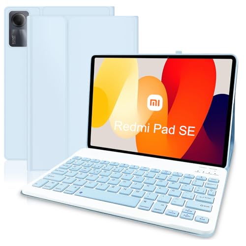 Funda Teclado para Redmi Pad SE, Magnético Desmontable Teclado, Funda con Ranura para Pencil para Redmi Tablet SE 11', Azul