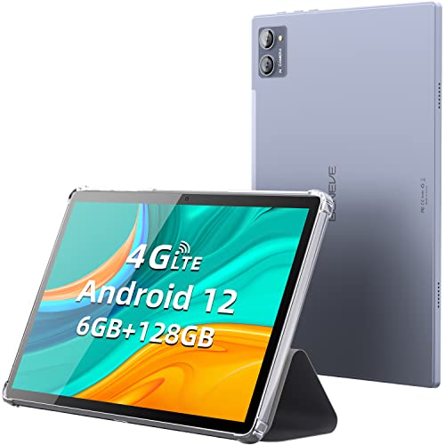 BENEVE Tablet 10 Pulgadas Android 12 Tablet 6GB RAM 128GB ROM 4G Dual SIM Tablet IPS HD Display 2.4G+5G WiFi 2.0GHz Quad-Core 13MP+5MP GPS Bluetooth Type-C 6000mAh