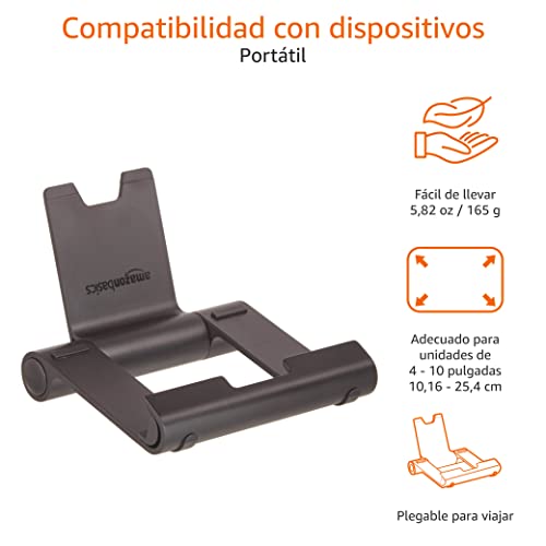 Amazon Basics - Soporte multiángulo portátil para tablets, e-readers y teléfonos - Negro