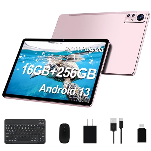 AOCWEI 2023 Tablet 11 Pulgadas 2K Android 13 16GB RAM+256GB ROM (TF 512GB)|8600 mAh|5MP+13MP+2MP| 2000 * 1200pixels |Bluetooth 5.0 |5G+2.4G WiFi |Octa-Core|Tablet con Teclado + Ratón+Funda