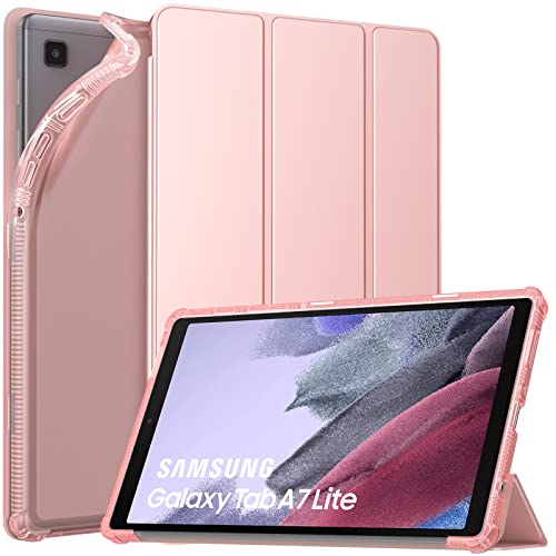 Moko Funda Compatible con Samsung Galaxy Tab A7 Lite 8.7-Inch 2021 Tableta(SM-T227/SM-T225/SM-T220),Cubierta Protectora Plegable Delgada TPU Trasera Transparente con Soporte Triple, Oro de Rosa