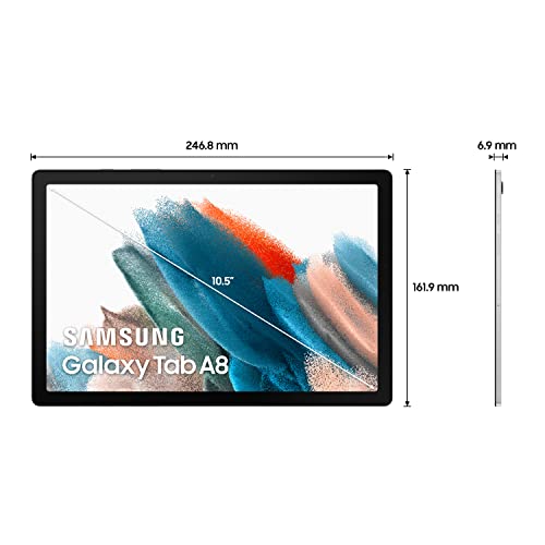 Samsung Galaxy Tab A8 - Tablet de 10.5” (4GB RAM, 128GB Almacenamiento, Wifi, Android 12) Plata - Versión española