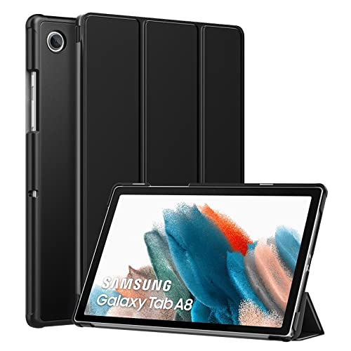MoKo Funda Compatible con Samsung Galaxy Tab A8 10.5 Pulgadas 2021 Tableta (SM-X200/SM-X205/SM-X207), Ultra Slim Ligera de Soporte Plegable Smart Cover Cubierta Auto Sueño/Estela, Negro