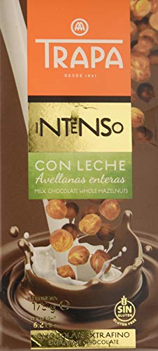 TRAPA - INTENSO. Tableta de Chocolate con Leche y Avellanas enteras. - 175 gr