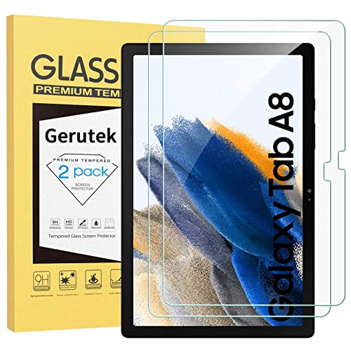 Gerutek [2 Piezas Protector Pantalla para Samsung Galaxy Tab A8 10.5 pulgadas 2021 (SM-X200/X205), 9H, Antiarañazos, Ultra Transparente Cristal Pantalla Vidrio Templado para Samsung Tab A8 10.5
