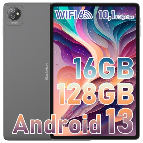 Blackview Tablet 10 Pulgadas Tab70 WiFi Android 13 Tablet 16GB+128GB/2TB SD, WiFi 6 Tablet, BT5.0, 6580mAh Android Tableta, Cámara 5MP+2MP/Type-C/Google GMS 2.0GHz Quad-Core IPS HD+ WiFi Tablet